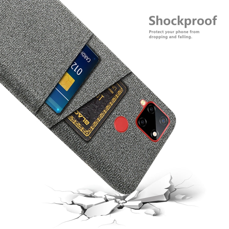 For OPPO Realme C12 Cloth Texture PC + Nylon Phone Case with Dual Card Slots