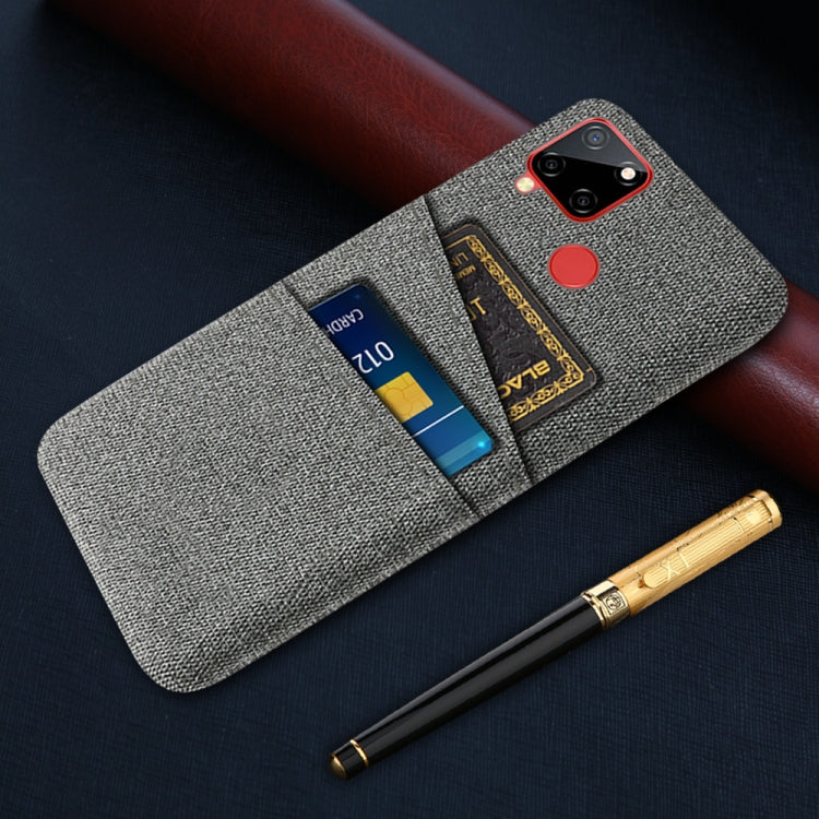 For OPPO Realme C12 Cloth Texture PC + Nylon Phone Case with Dual Card Slots