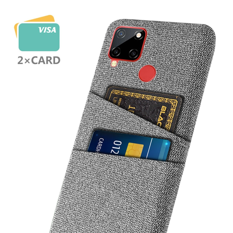 For OPPO Realme C12 Cloth Texture PC + Nylon Phone Case with Dual Card Slots