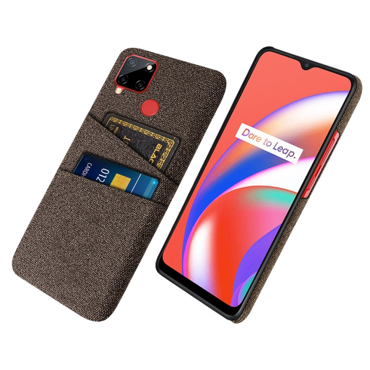For OPPO Realme C12 Cloth Texture PC + Nylon Phone Case with Dual Card Slots