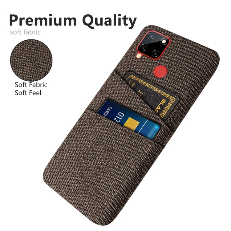 For OPPO Realme C12 Cloth Texture PC + Nylon Phone Case with Dual Card Slots