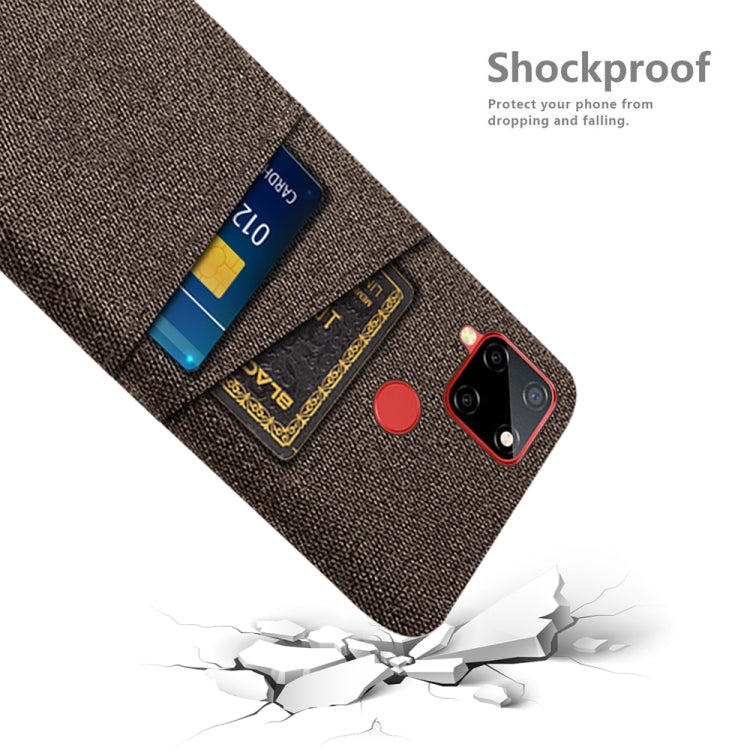 For OPPO Realme C12 Cloth Texture PC + Nylon Phone Case with Dual Card Slots