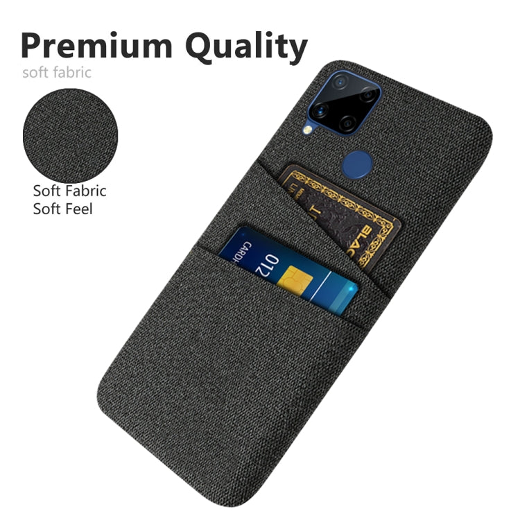 For OPPO Realme C15 Cloth Texture PC + Nylon Phone Case with Dual Card Slots