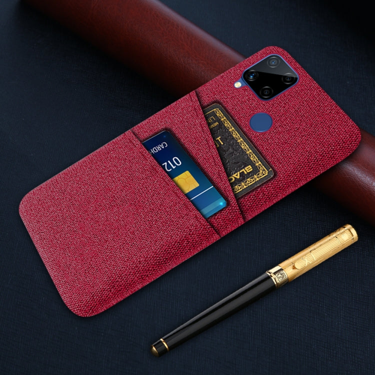 For OPPO Realme C15 Cloth Texture PC + Nylon Phone Case with Dual Card Slots