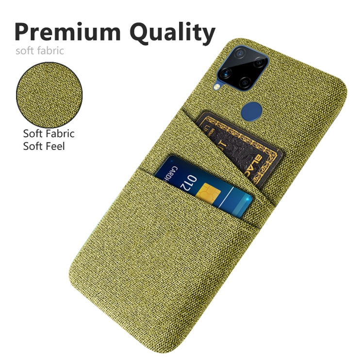 For OPPO Realme C15 Cloth Texture PC + Nylon Phone Case with Dual Card Slots