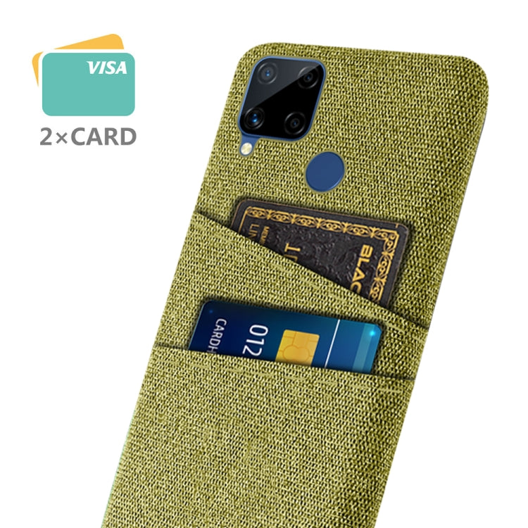For OPPO Realme C15 Cloth Texture PC + Nylon Phone Case with Dual Card Slots