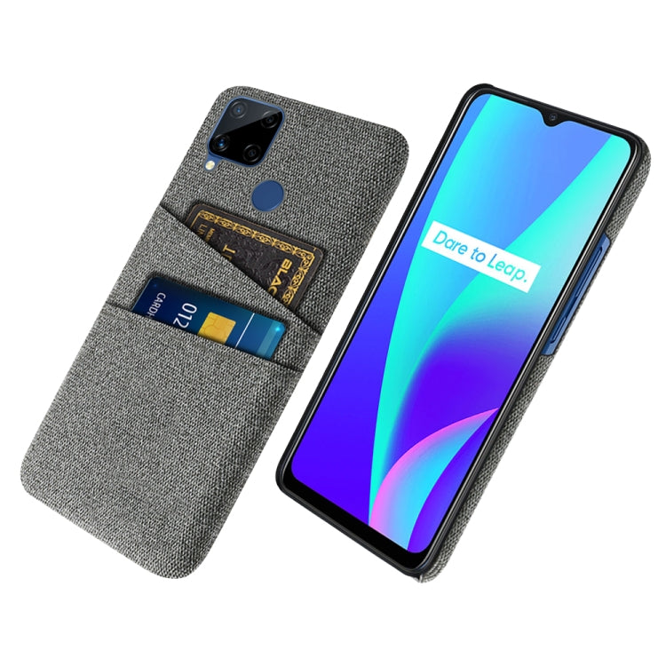 For OPPO Realme C15 Cloth Texture PC + Nylon Phone Case with Dual Card Slots