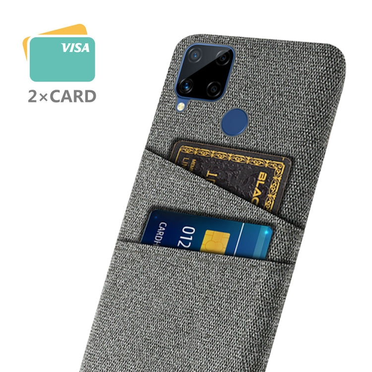 For OPPO Realme C15 Cloth Texture PC + Nylon Phone Case with Dual Card Slots