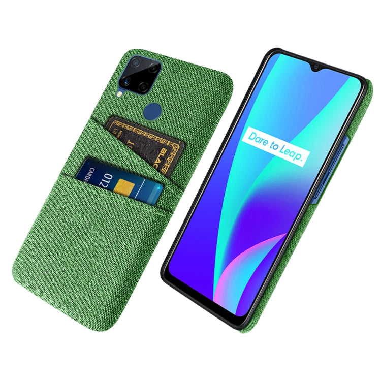 For OPPO Realme C15 Cloth Texture PC + Nylon Phone Case with Dual Card Slots