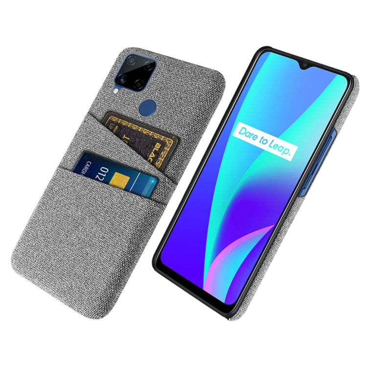 For OPPO Realme C15 Cloth Texture PC + Nylon Phone Case with Dual Card Slots