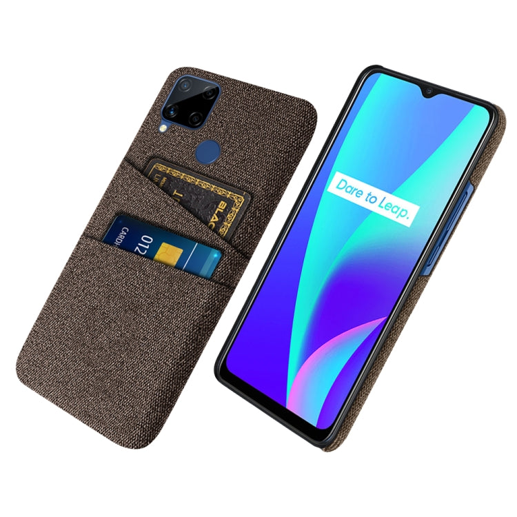 For OPPO Realme C15 Cloth Texture PC + Nylon Phone Case with Dual Card Slots