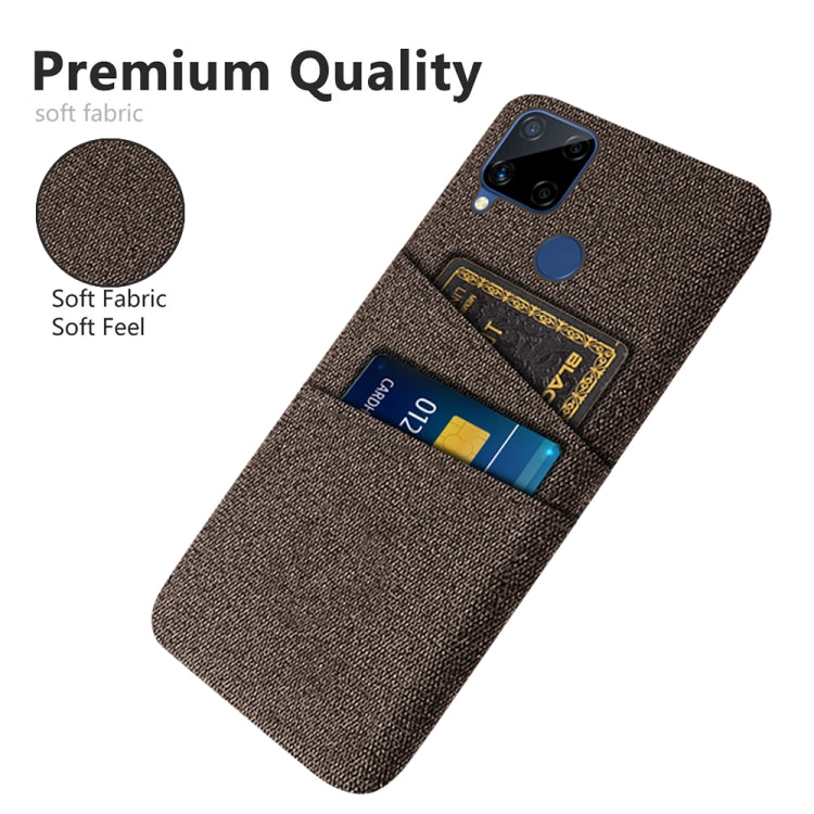 For OPPO Realme C15 Cloth Texture PC + Nylon Phone Case with Dual Card Slots