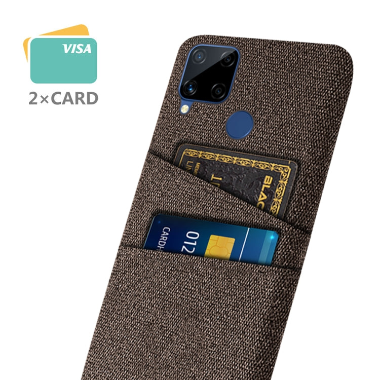 For OPPO Realme C15 Cloth Texture PC + Nylon Phone Case with Dual Card Slots