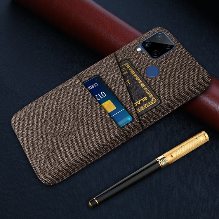 For OPPO Realme C15 Cloth Texture PC + Nylon Phone Case with Dual Card Slots