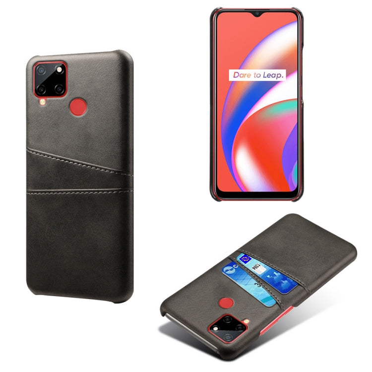 For OPPO Realme C12 Calf Texture PC + PU Leather Back Cover with Dual Card Slots
