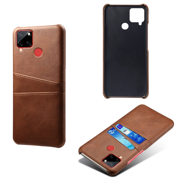 For OPPO Realme C12 Calf Texture PC + PU Leather Back Cover with Dual Card Slots