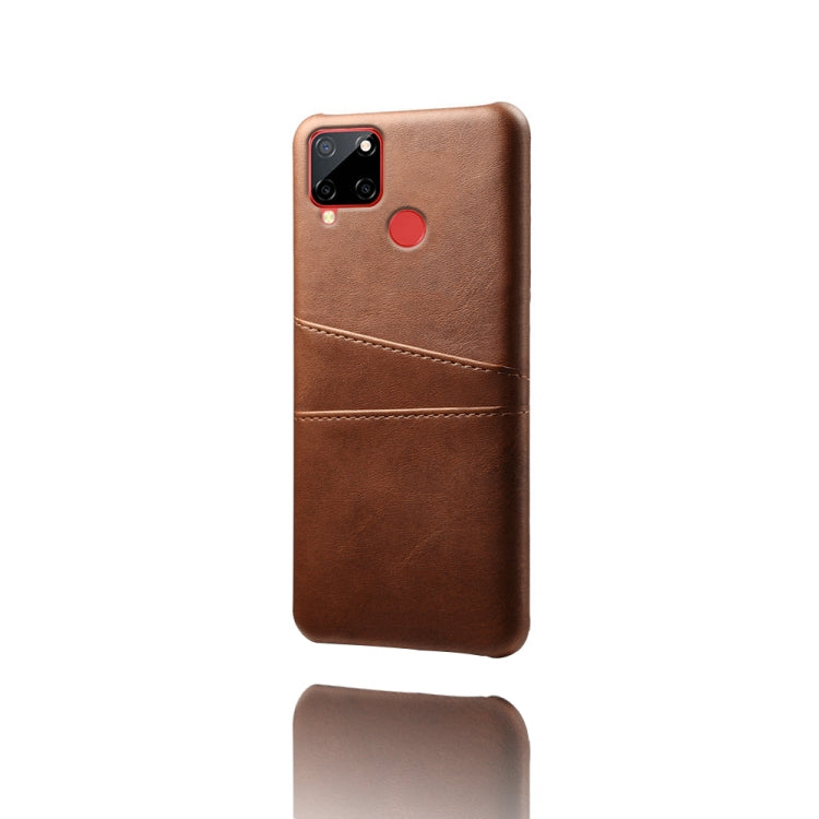 For OPPO Realme C12 Calf Texture PC + PU Leather Back Cover with Dual Card Slots