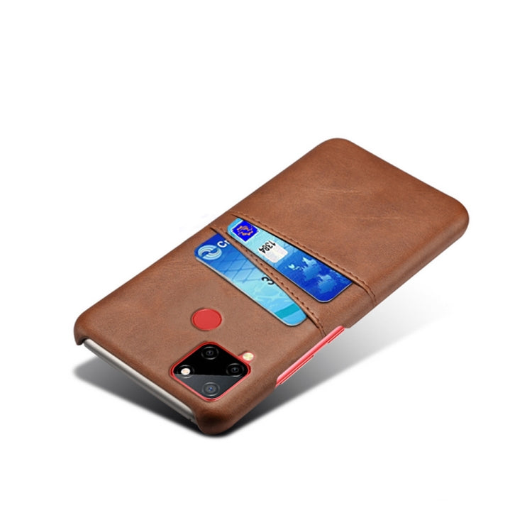 For OPPO Realme C12 Calf Texture PC + PU Leather Back Cover with Dual Card Slots