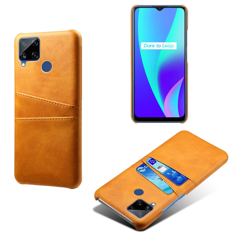 For OPPO Realme C15 Calf Texture PC + PU Leather Back Cover with Dual Card Slots