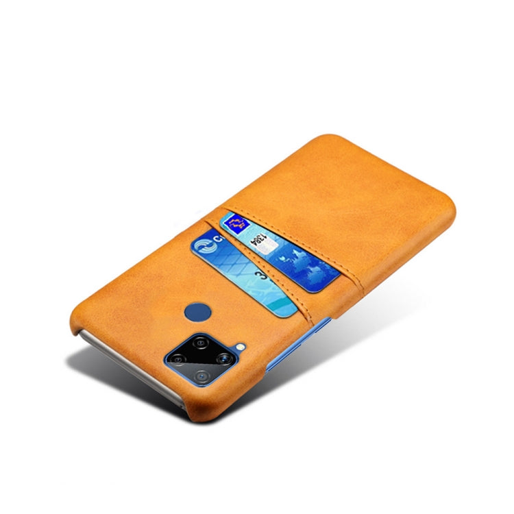 For OPPO Realme C15 Calf Texture PC + PU Leather Back Cover with Dual Card Slots