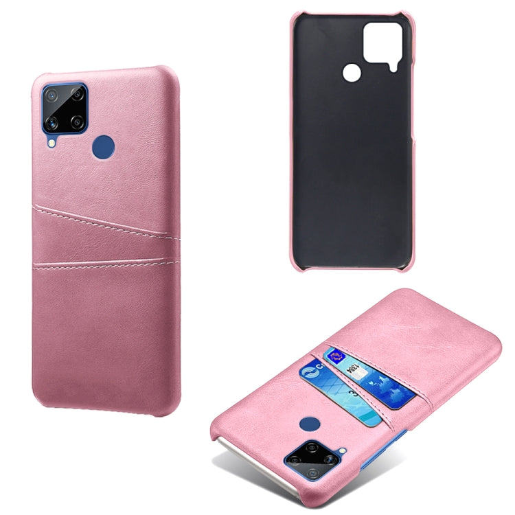 For OPPO Realme C15 Calf Texture PC + PU Leather Back Cover with Dual Card Slots