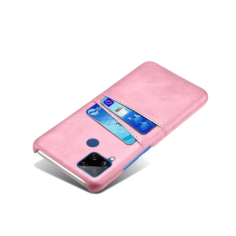 For OPPO Realme C15 Calf Texture PC + PU Leather Back Cover with Dual Card Slots