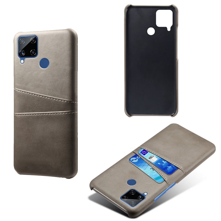 For OPPO Realme C15 Calf Texture PC + PU Leather Back Cover with Dual Card Slots