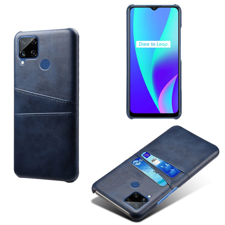 For OPPO Realme C15 Calf Texture PC + PU Leather Back Cover with Dual Card Slots