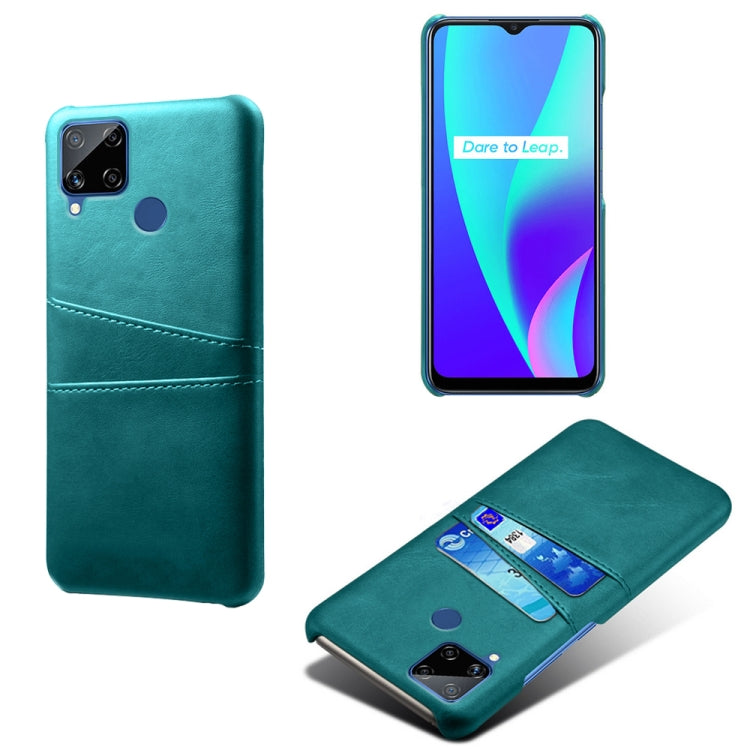 For OPPO Realme C15 Calf Texture PC + PU Leather Back Cover with Dual Card Slots
