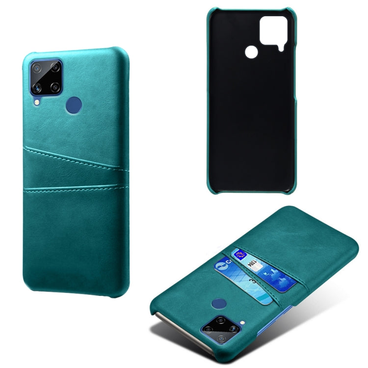For OPPO Realme C15 Calf Texture PC + PU Leather Back Cover with Dual Card Slots