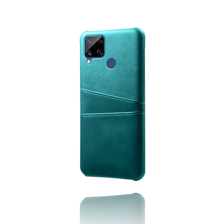 For OPPO Realme C15 Calf Texture PC + PU Leather Back Cover with Dual Card Slots