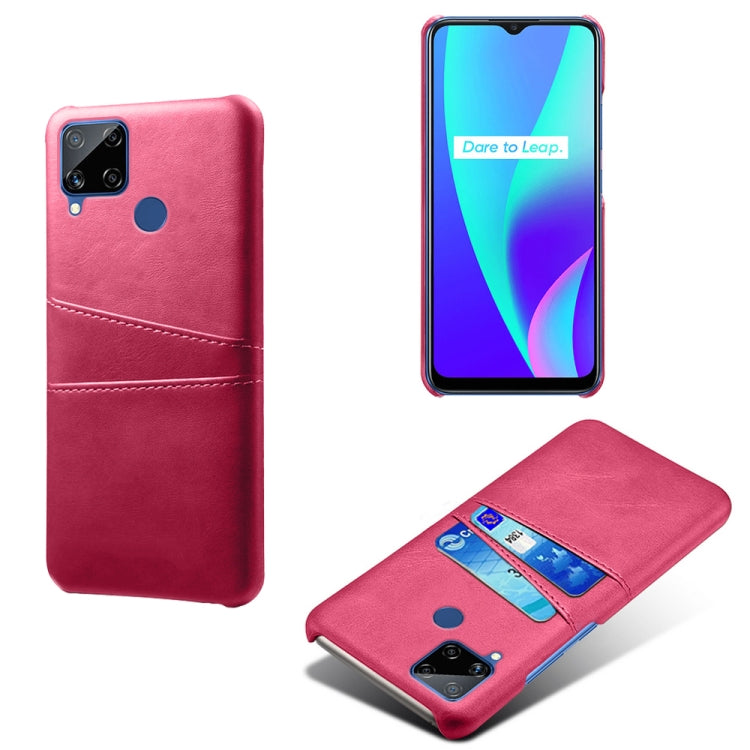 For OPPO Realme C15 Calf Texture PC + PU Leather Back Cover with Dual Card Slots
