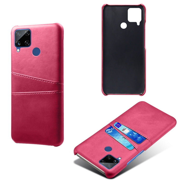 For OPPO Realme C15 Calf Texture PC + PU Leather Back Cover with Dual Card Slots