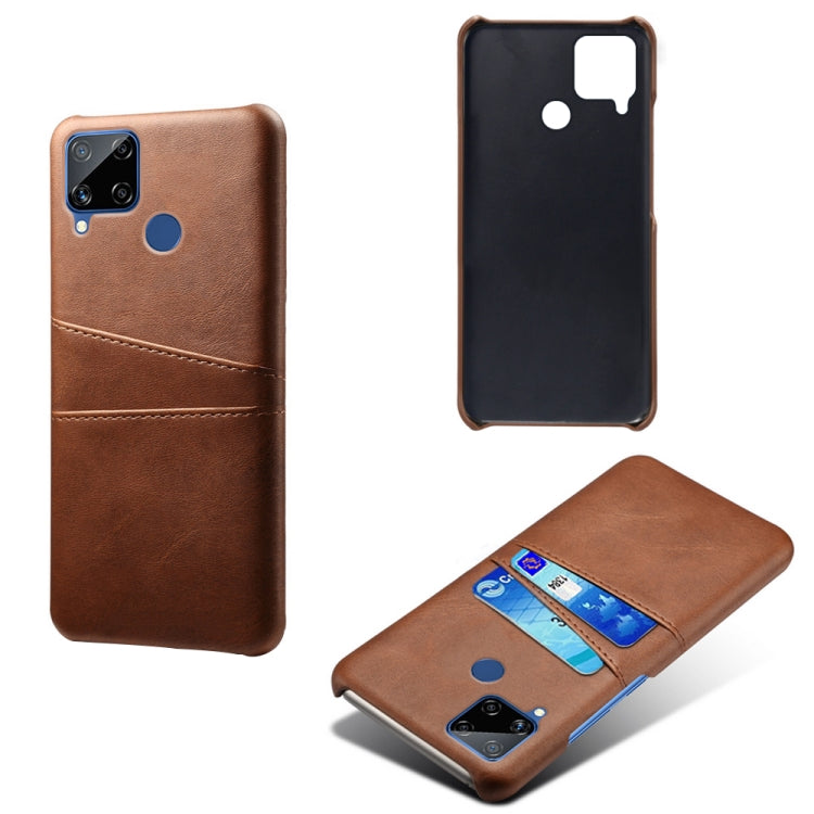 For OPPO Realme C15 Calf Texture PC + PU Leather Back Cover with Dual Card Slots