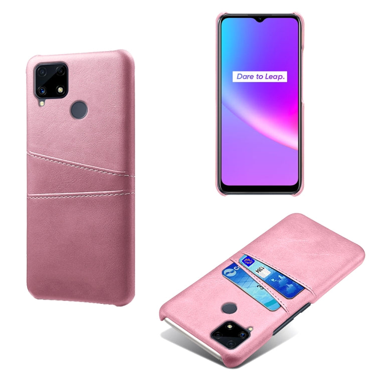 For OPPO Realme C25 Calf Texture PC + PU Leather Back Cover with Dual Card Slots