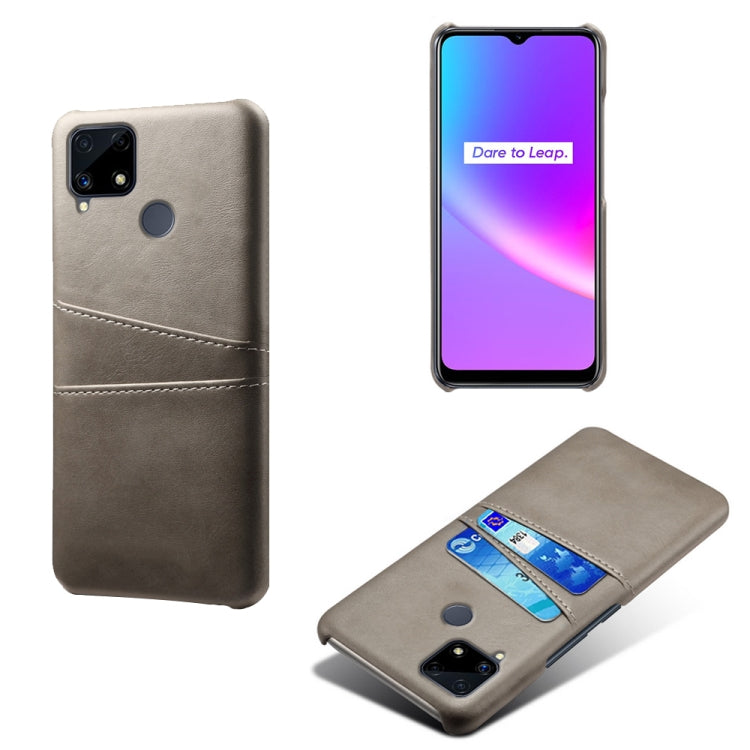 For OPPO Realme C25 Calf Texture PC + PU Leather Back Cover with Dual Card Slots