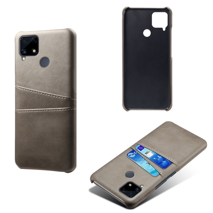 For OPPO Realme C25 Calf Texture PC + PU Leather Back Cover with Dual Card Slots