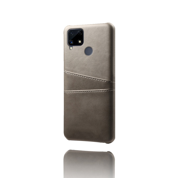 For OPPO Realme C25 Calf Texture PC + PU Leather Back Cover with Dual Card Slots