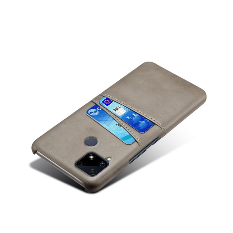 For OPPO Realme C25 Calf Texture PC + PU Leather Back Cover with Dual Card Slots