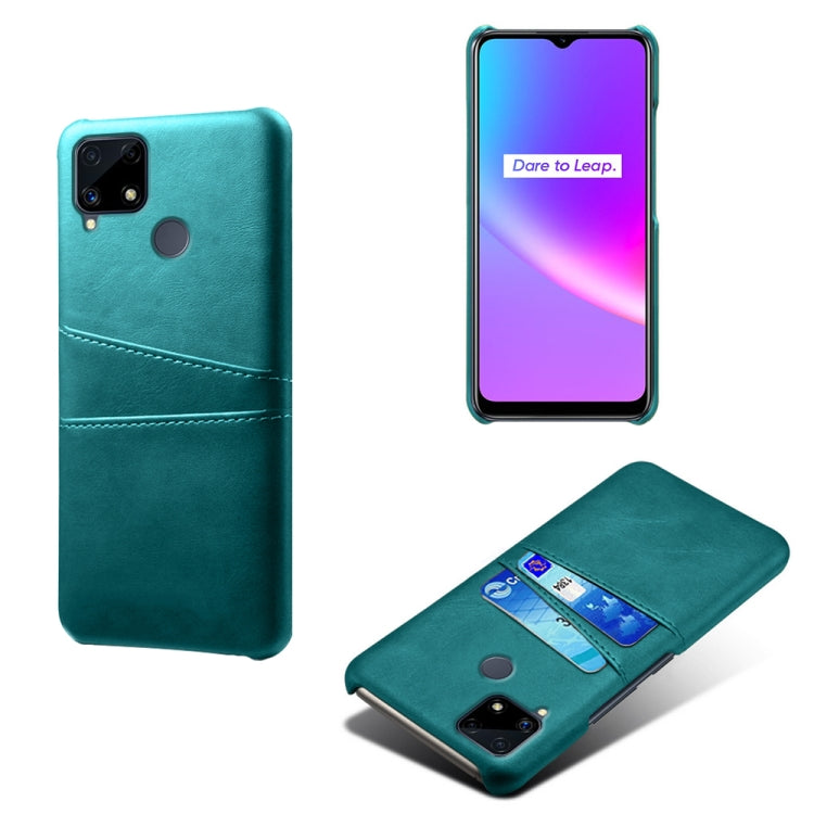 For OPPO Realme C25 Calf Texture PC + PU Leather Back Cover with Dual Card Slots