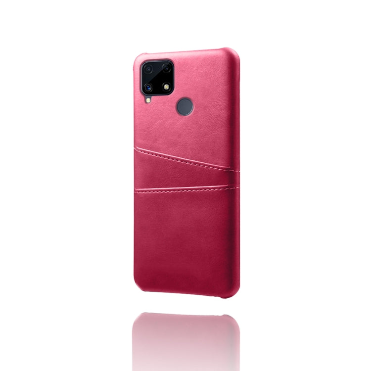 For OPPO Realme C25 Calf Texture PC + PU Leather Back Cover with Dual Card Slots