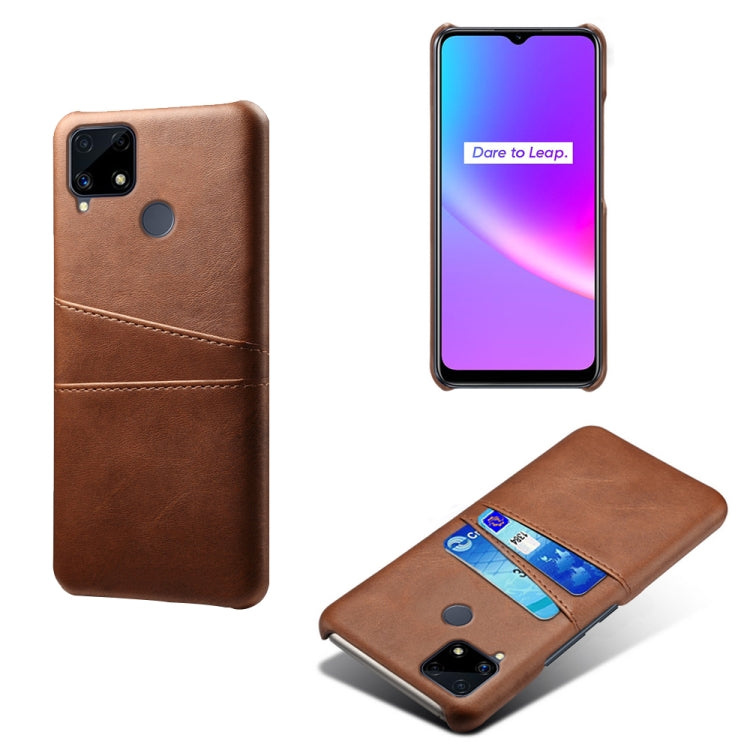For OPPO Realme C25 Calf Texture PC + PU Leather Back Cover with Dual Card Slots