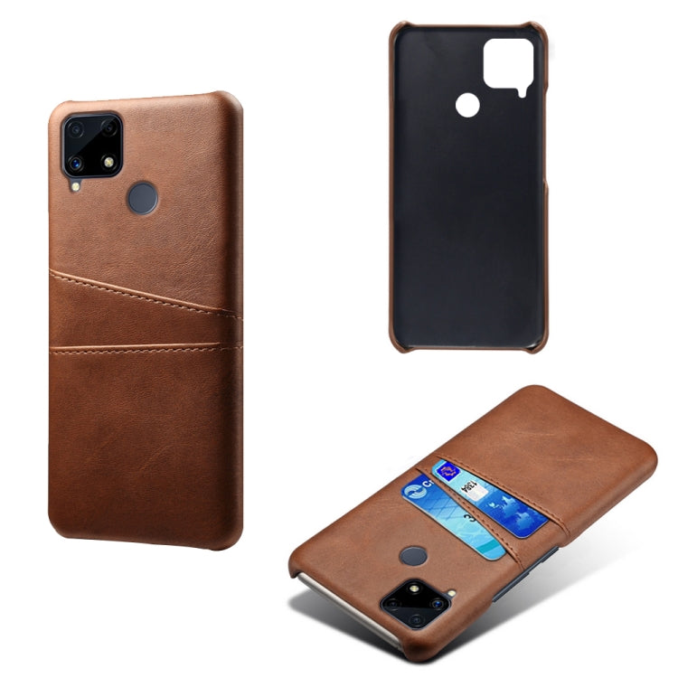 For OPPO Realme C25 Calf Texture PC + PU Leather Back Cover with Dual Card Slots