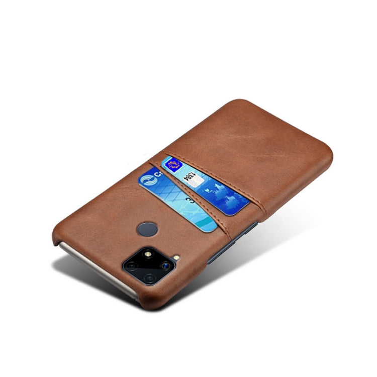 For OPPO Realme C25 Calf Texture PC + PU Leather Back Cover with Dual Card Slots