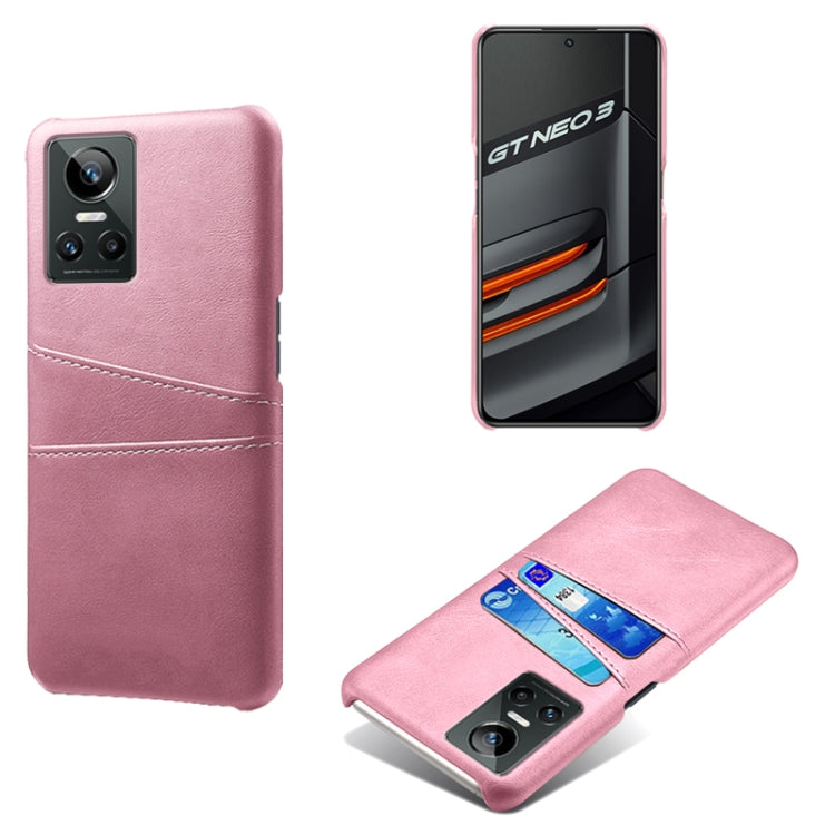 For OPPO Realme GT Neo3 Calf Texture PC + PU Leather Back Cover with Dual Card Slots