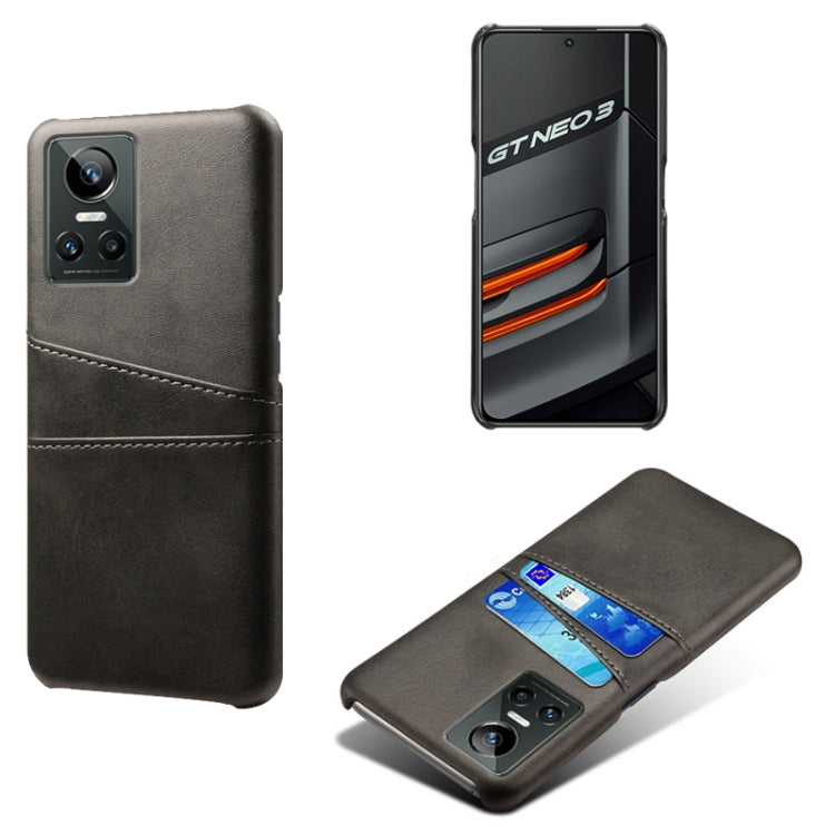 For OPPO Realme GT Neo3 Calf Texture PC + PU Leather Back Cover with Dual Card Slots
