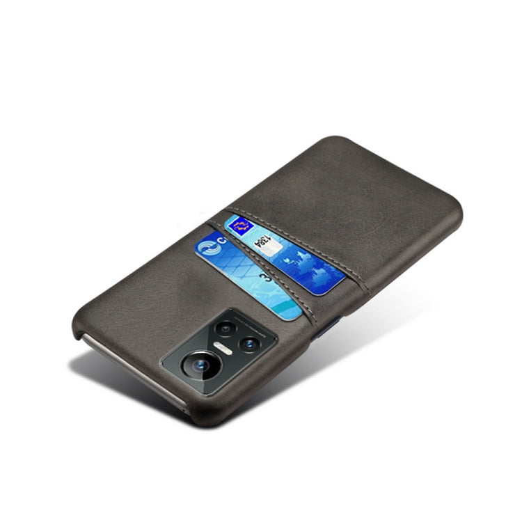 For OPPO Realme GT Neo3 Calf Texture PC + PU Leather Back Cover with Dual Card Slots