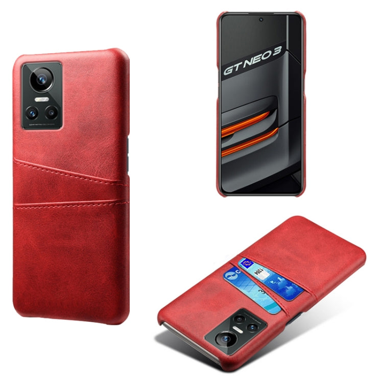 For OPPO Realme GT Neo3 Calf Texture PC + PU Leather Back Cover with Dual Card Slots