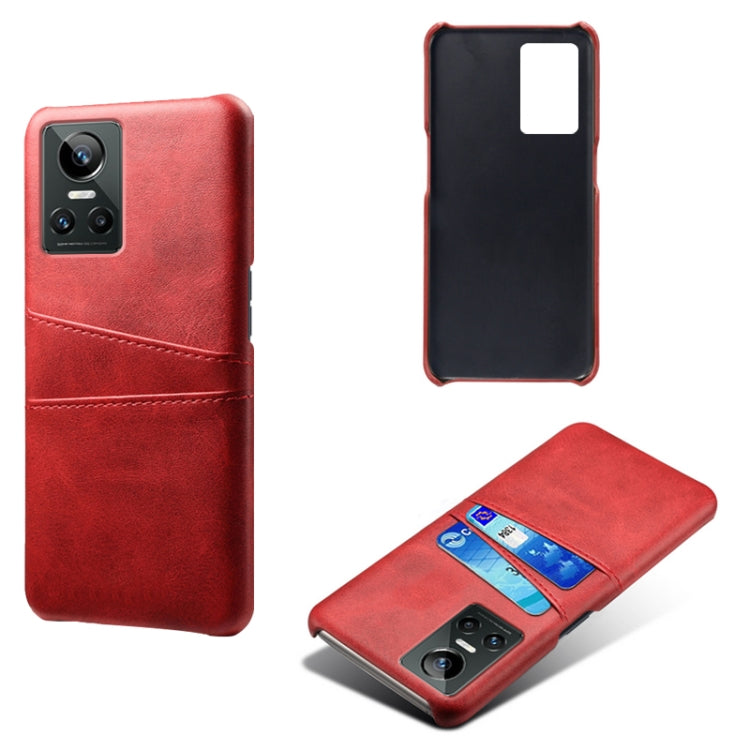 For OPPO Realme GT Neo3 Calf Texture PC + PU Leather Back Cover with Dual Card Slots