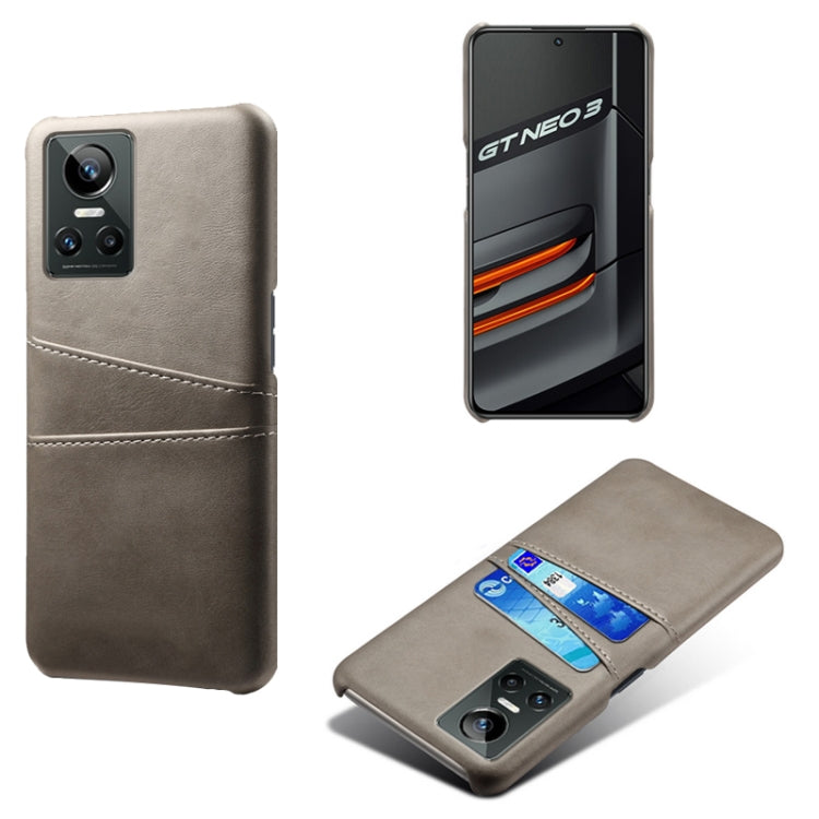 For OPPO Realme GT Neo3 Calf Texture PC + PU Leather Back Cover with Dual Card Slots
